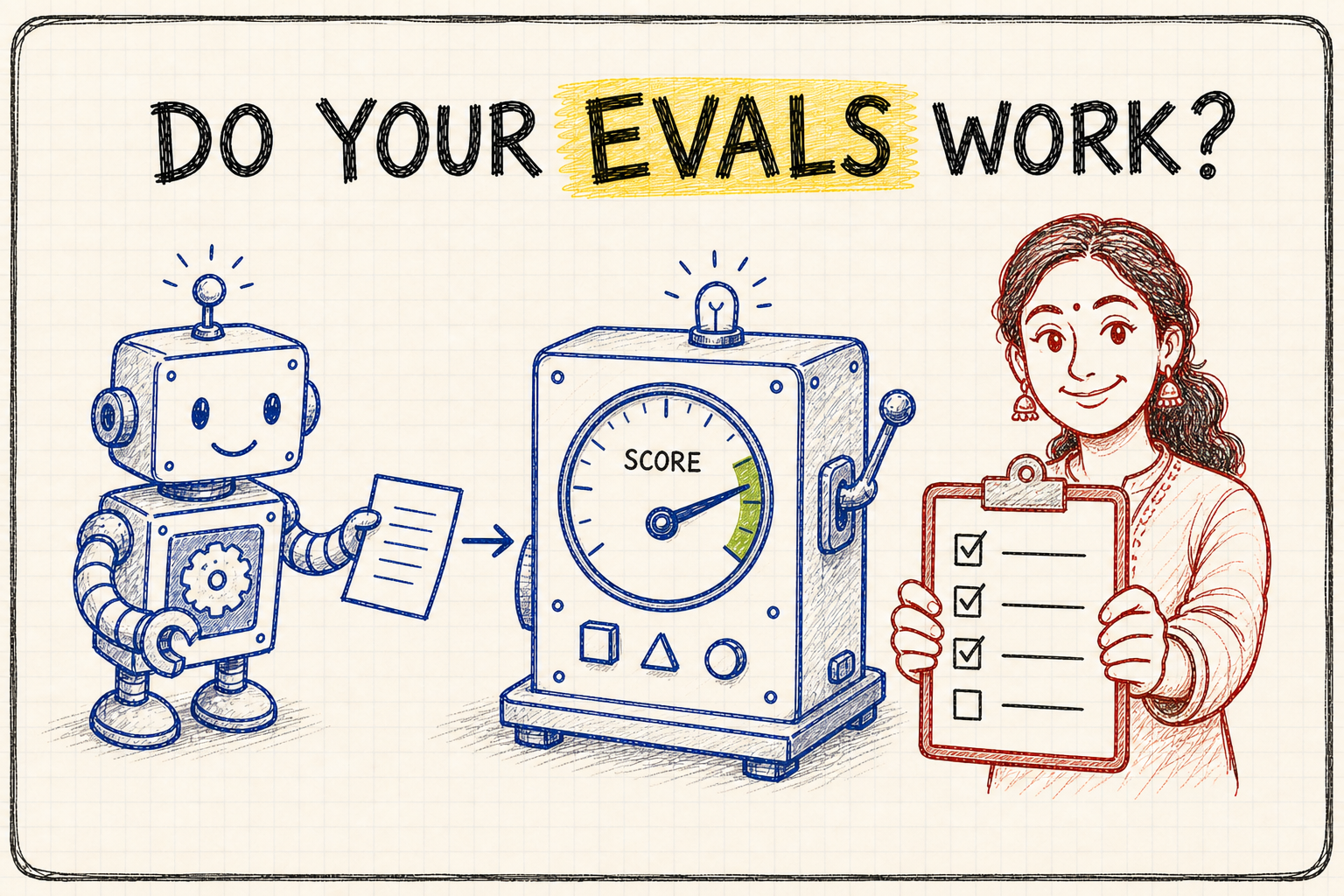 Hand-drawn sketchnote: an executive one-pager turning a complex AI topic into a five-minute read